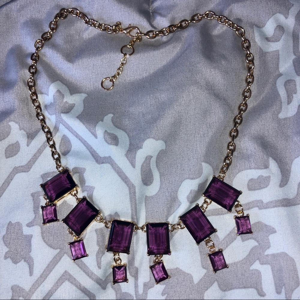 purple jewel statement necklace